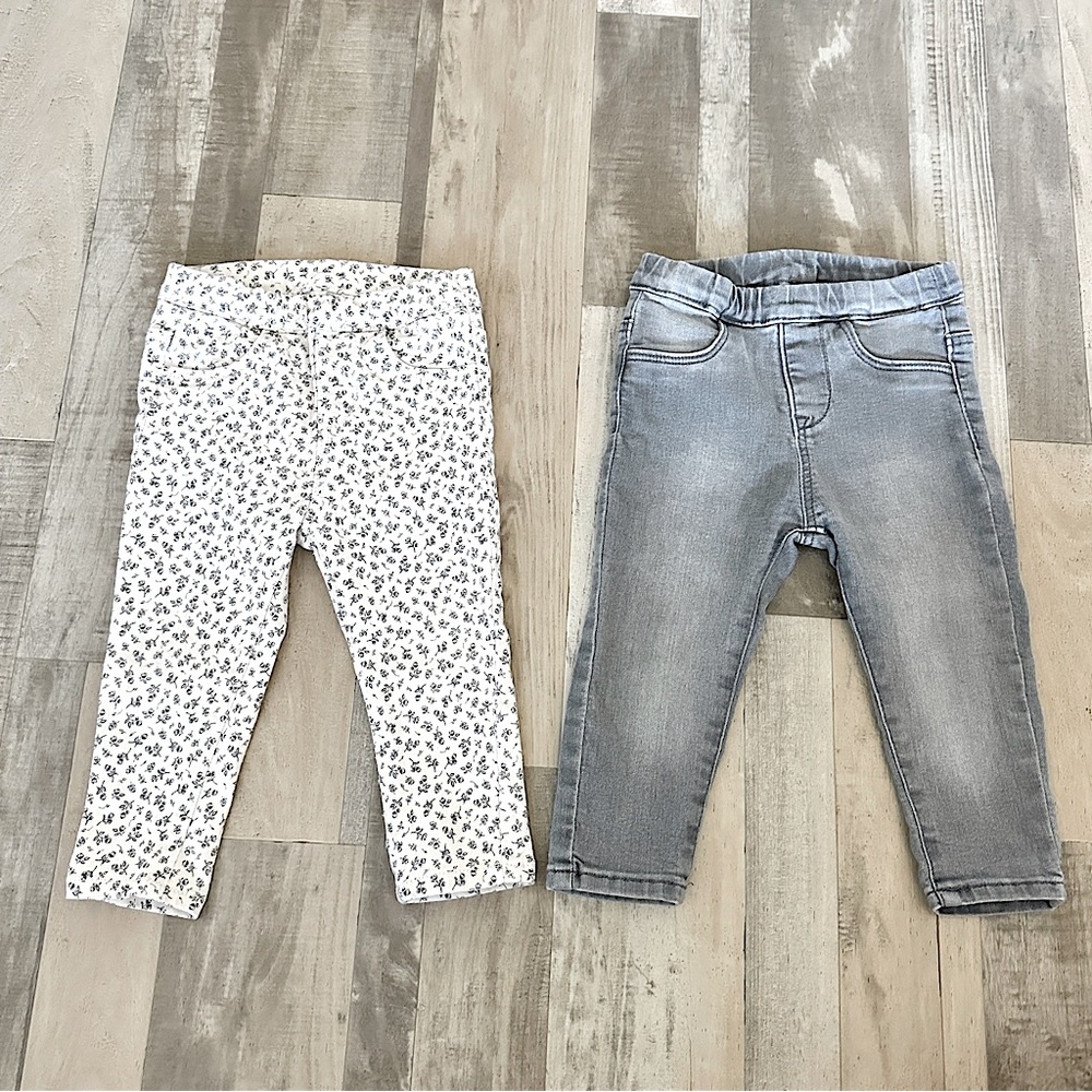 H&M Kids Floral and Gray Jeans Bundle 12M 2 pairs